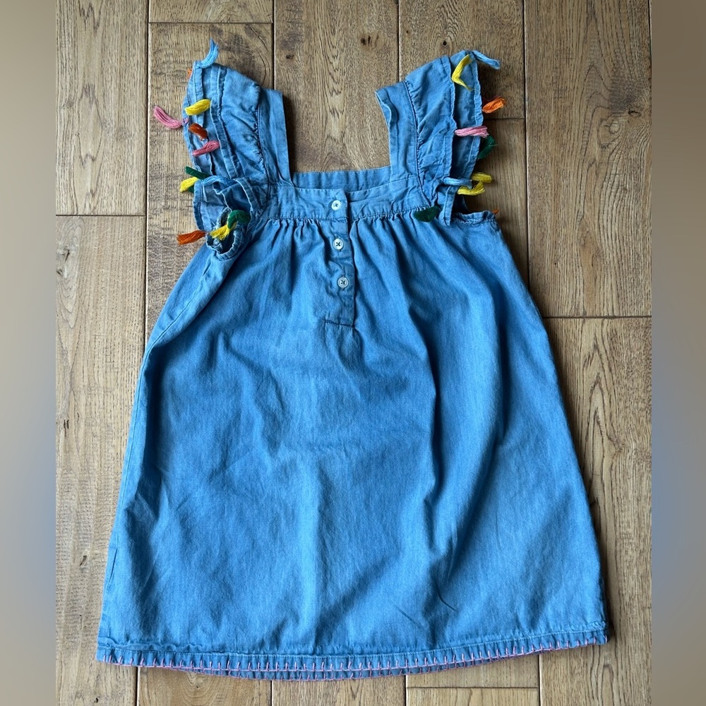 Mud Pie Denim Rainbow Tassel Dress size 5T - Picture 7 of 10